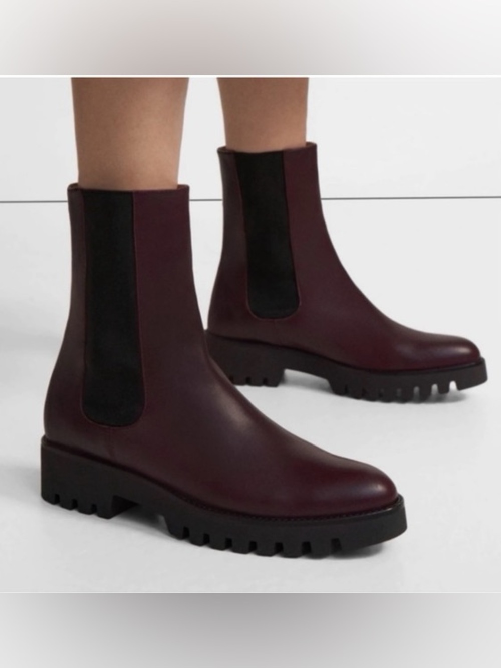 Theory Chelsea Bootie in Oxblood Leather Size 39